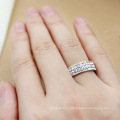 Women Crystal Gold Stainless Steel Paved Diamond Band Rings Jewelry